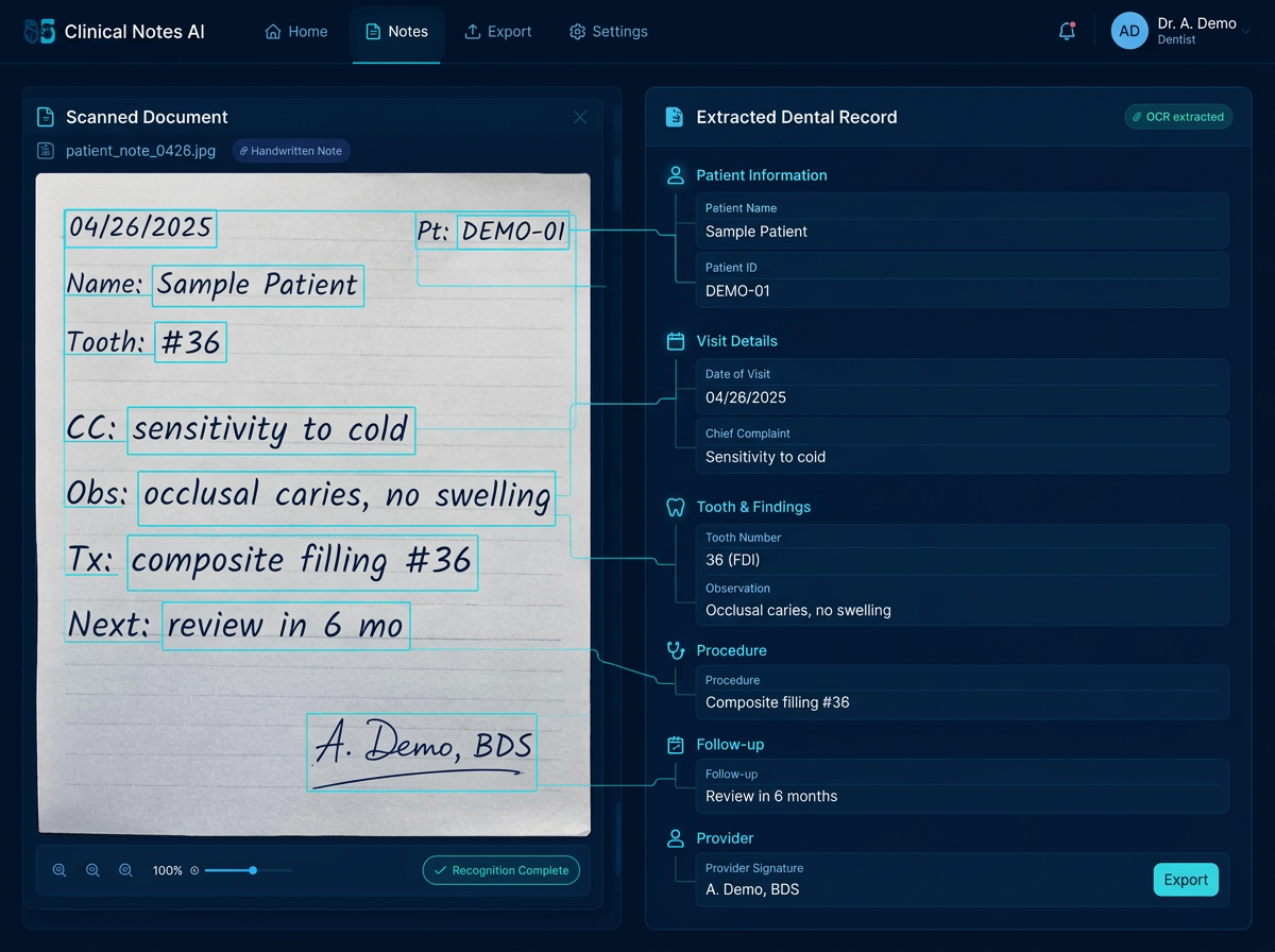 Illustrative concept of Clinical Notes AI